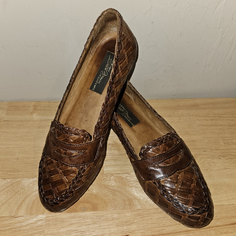 Sesto Meucci leather basketweave loafers size 5.5